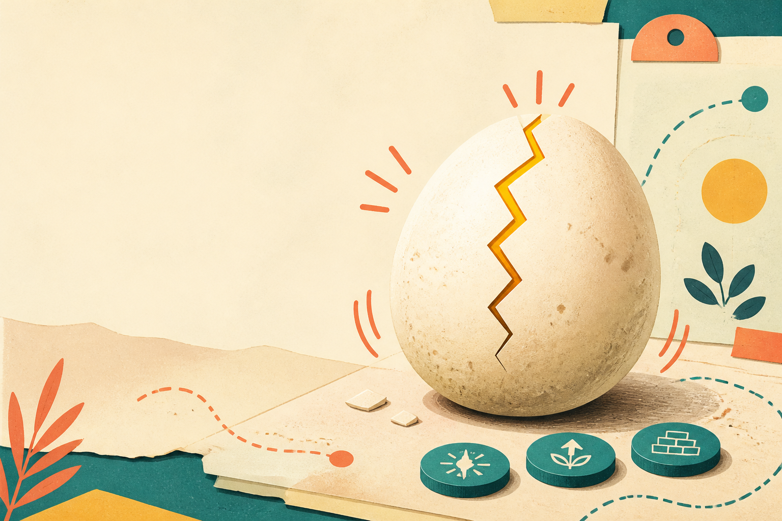 Original cracked egg field-guide illustration